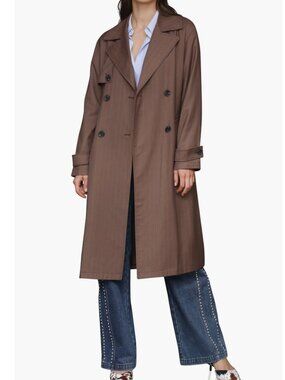 Avec Les Filles Brown Relaxed Duster Trench Coat with Tie Belt